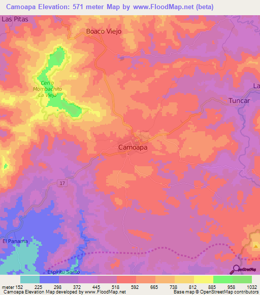 Camoapa,Nicaragua Elevation Map