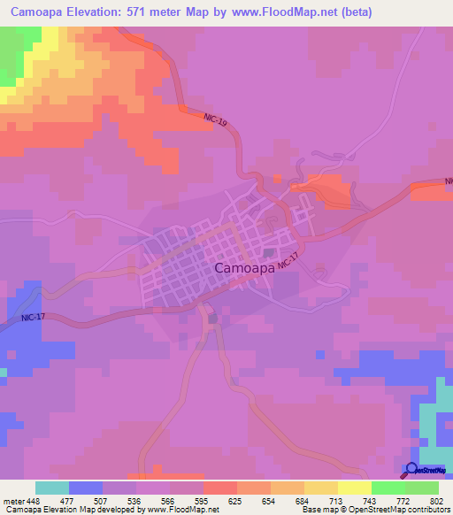 Camoapa,Nicaragua Elevation Map
