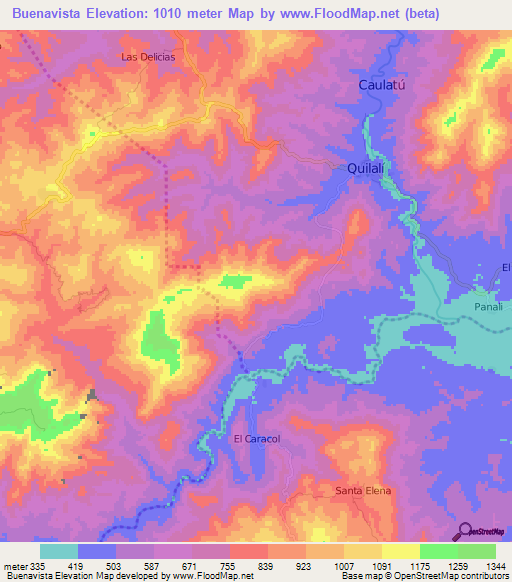 Buenavista,Nicaragua Elevation Map