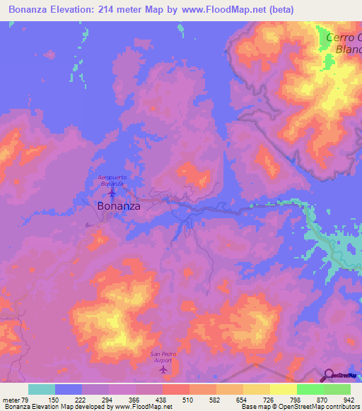 Bonanza,Nicaragua Elevation Map