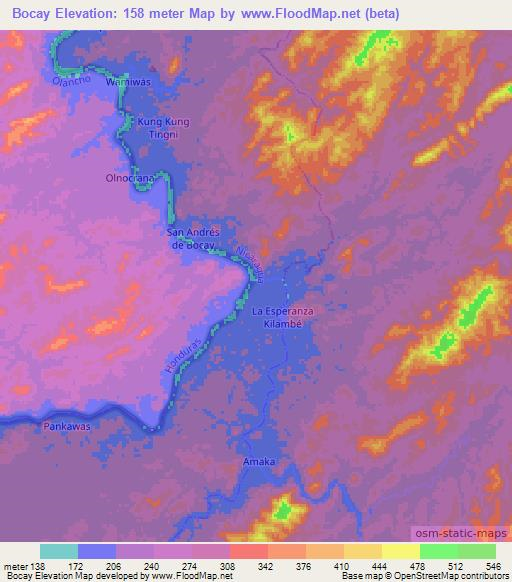 Bocay,Nicaragua Elevation Map