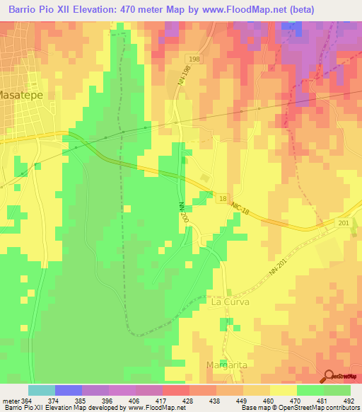 Barrio Pio XII,Nicaragua Elevation Map
