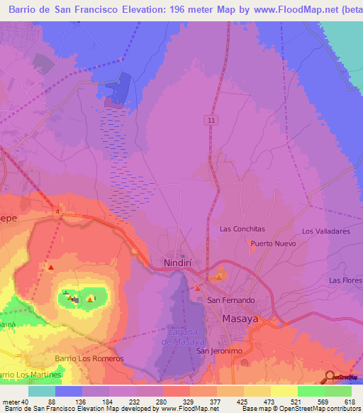 Barrio de San Francisco,Nicaragua Elevation Map