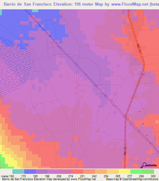 Barrio de San Francisco,Nicaragua Elevation Map