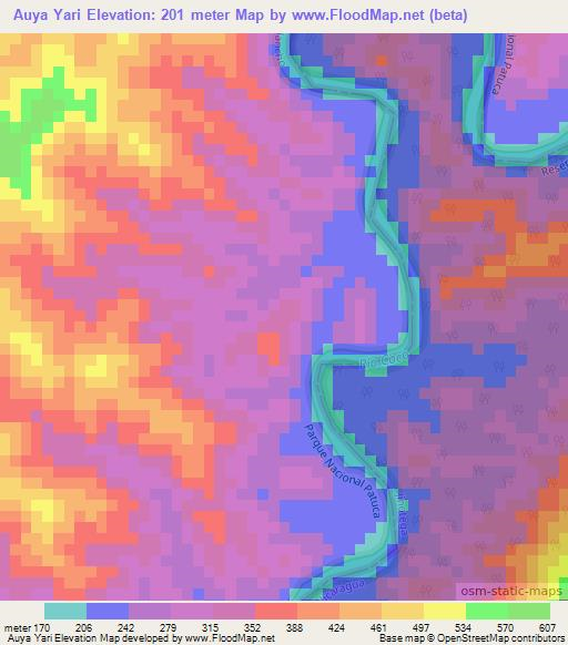 Auya Yari,Nicaragua Elevation Map