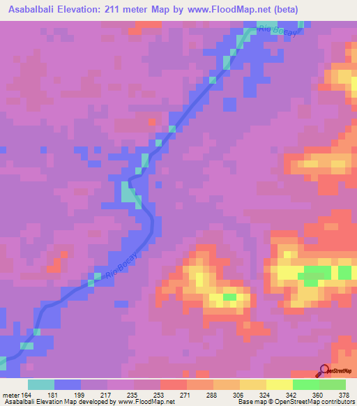 Asabalbali,Nicaragua Elevation Map