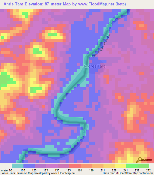 Anris Tara,Nicaragua Elevation Map