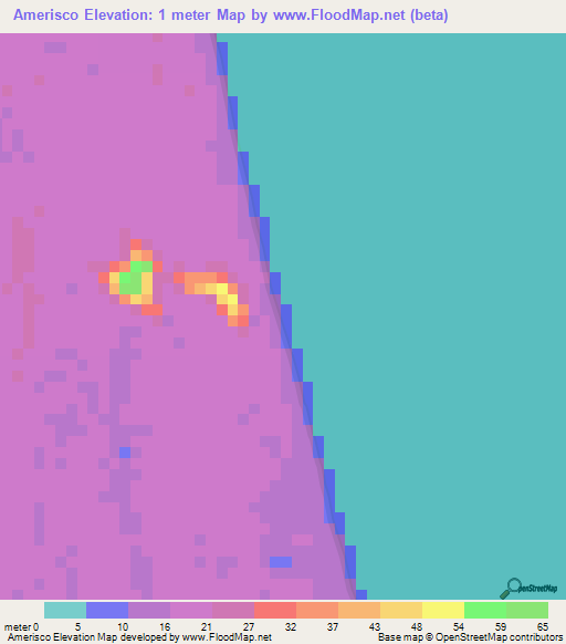 Amerisco,Nicaragua Elevation Map