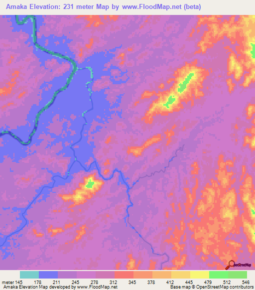 Amaka,Nicaragua Elevation Map
