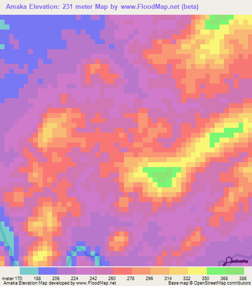Amaka,Nicaragua Elevation Map