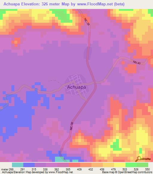 Achuapa,Nicaragua Elevation Map