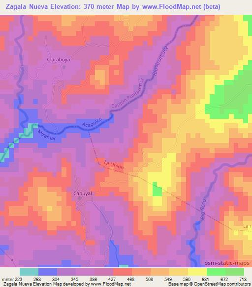 Zagala Nueva,Costa Rica Elevation Map