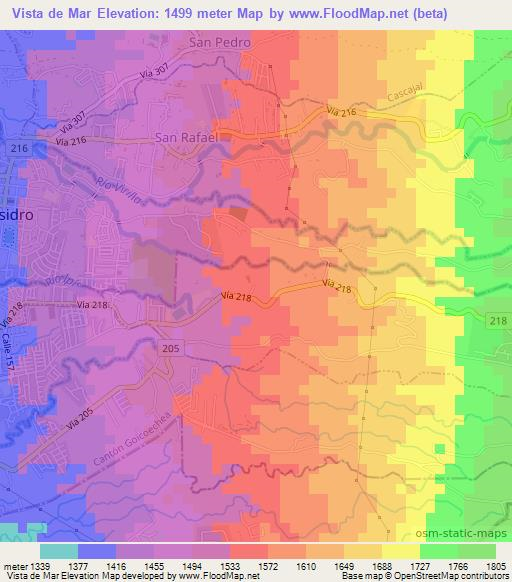 Vista de Mar,Costa Rica Elevation Map