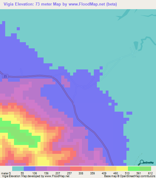 Vigia,Costa Rica Elevation Map