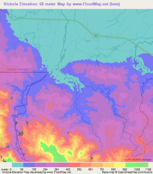 Victoria,Costa Rica Elevation Map