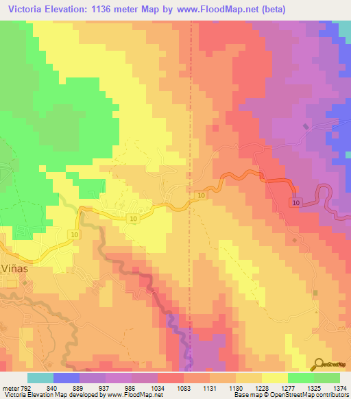 Victoria,Costa Rica Elevation Map