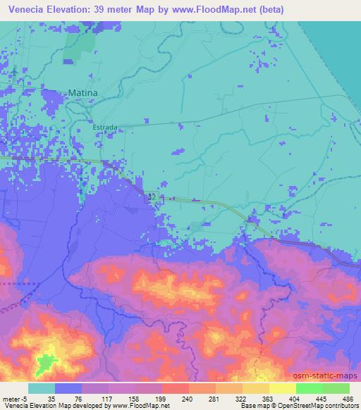 Venecia,Costa Rica Elevation Map