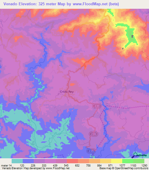 Venado,Costa Rica Elevation Map