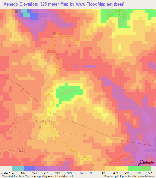 Venado,Costa Rica Elevation Map