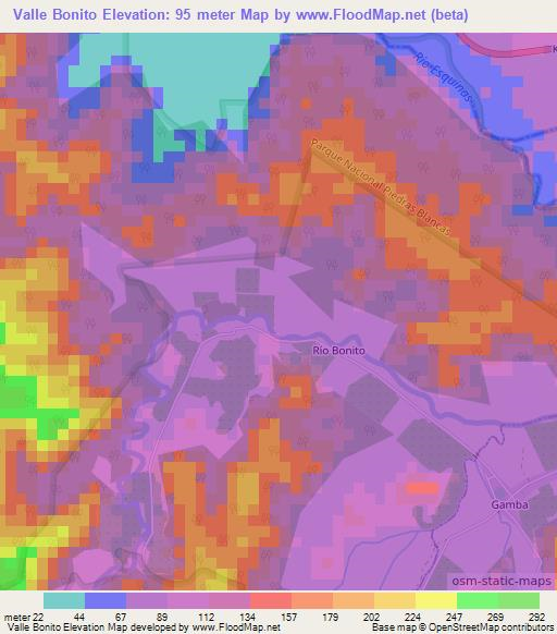 Valle Bonito,Costa Rica Elevation Map