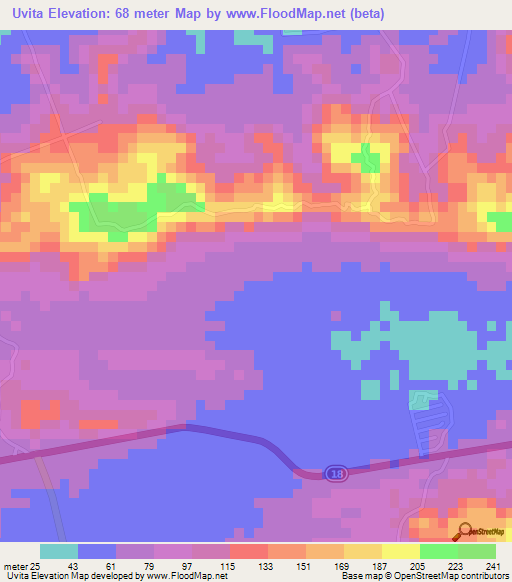 Uvita,Costa Rica Elevation Map