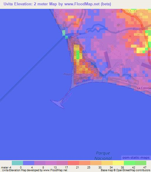 Uvita,Costa Rica Elevation Map