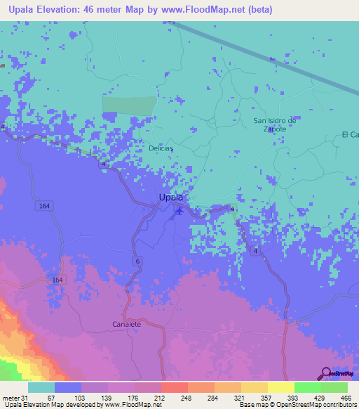 Upala,Costa Rica Elevation Map