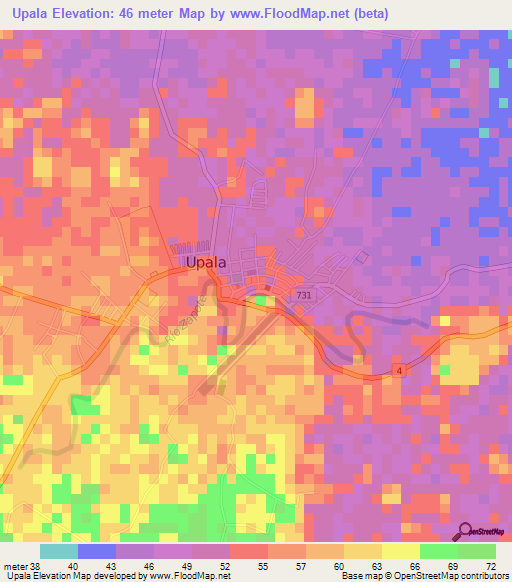 Upala,Costa Rica Elevation Map