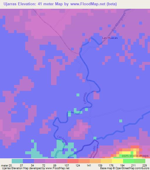 Ujarras,Costa Rica Elevation Map