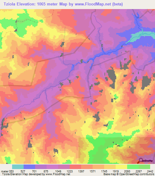 Tziola,Costa Rica Elevation Map