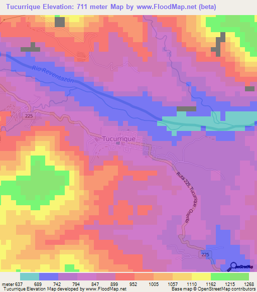 Tucurrique,Costa Rica Elevation Map