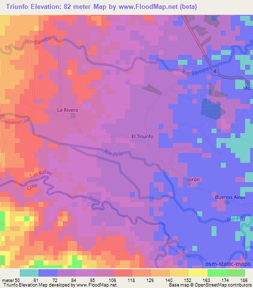 Triunfo,Costa Rica Elevation Map
