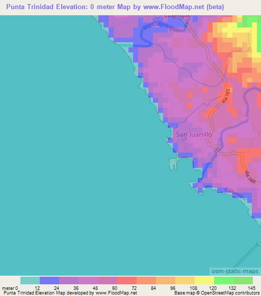 Punta Trinidad,Costa Rica Elevation Map
