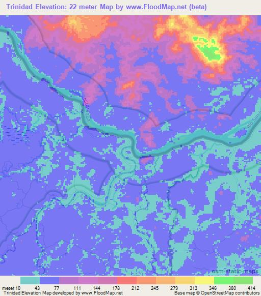 Trinidad,Costa Rica Elevation Map