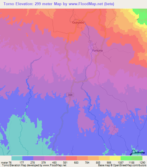 Torno,Costa Rica Elevation Map