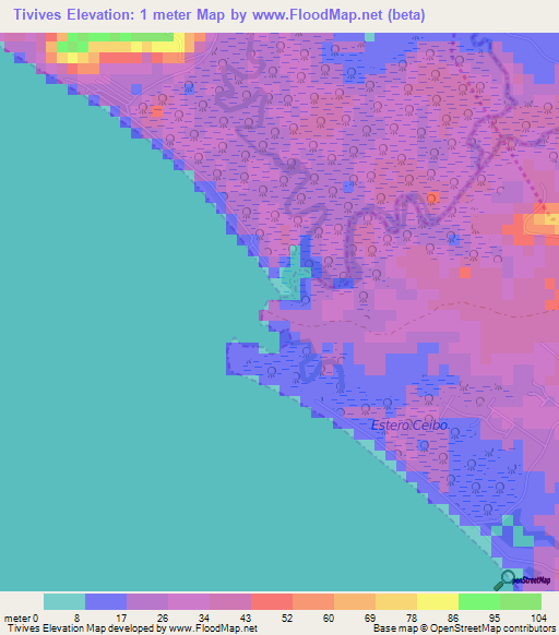 Tivives,Costa Rica Elevation Map