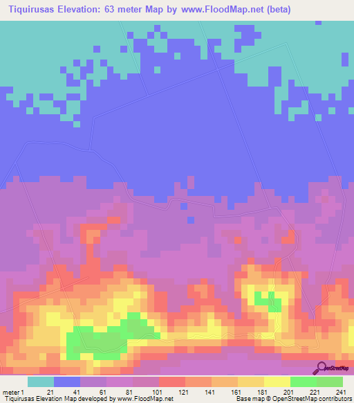 Tiquirusas,Costa Rica Elevation Map