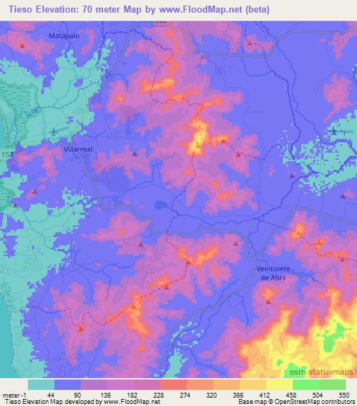 Tieso,Costa Rica Elevation Map