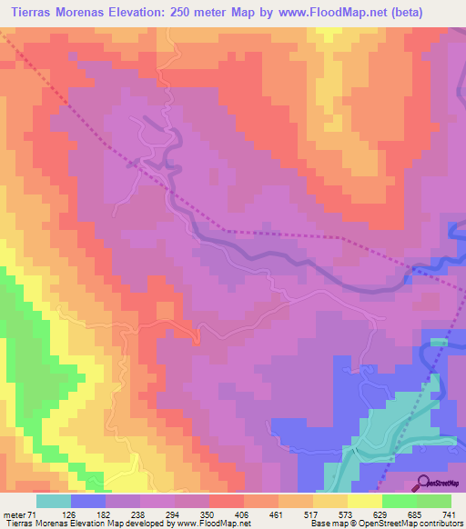 Tierras Morenas,Costa Rica Elevation Map