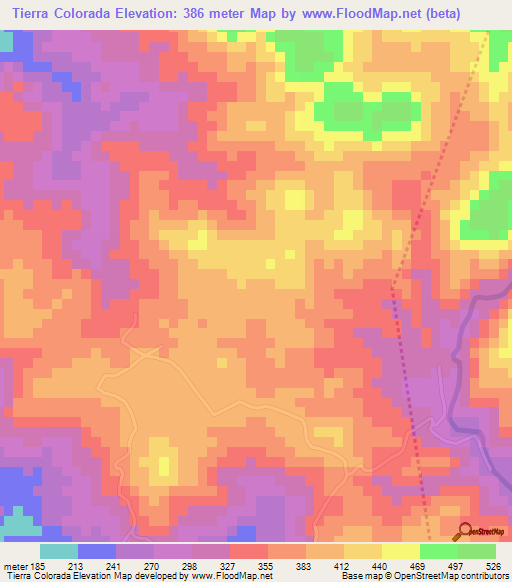 Tierra Colorada,Costa Rica Elevation Map