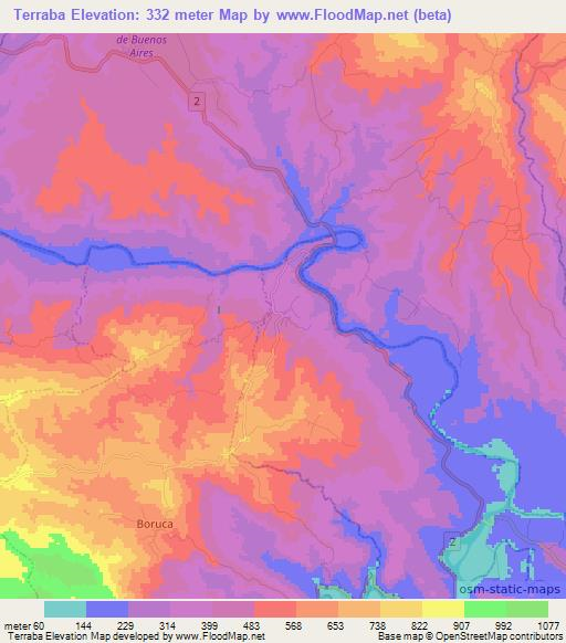 Terraba,Costa Rica Elevation Map