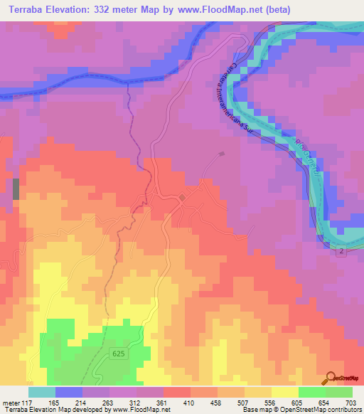 Terraba,Costa Rica Elevation Map