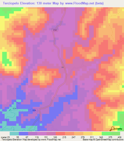 Terciopelo,Costa Rica Elevation Map