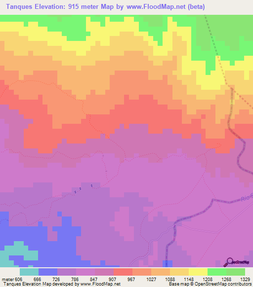 Tanques,Costa Rica Elevation Map