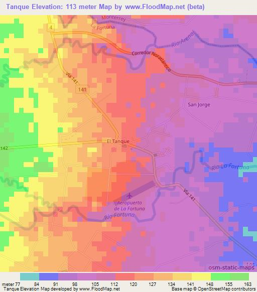 Tanque,Costa Rica Elevation Map
