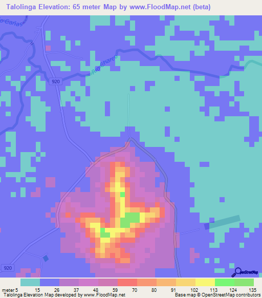 Talolinga,Costa Rica Elevation Map