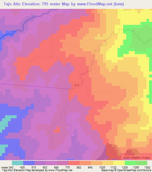 Tajo Alto,Costa Rica Elevation Map