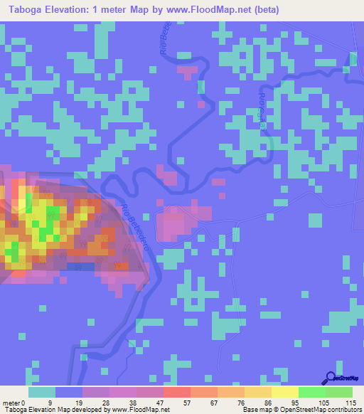Taboga,Costa Rica Elevation Map
