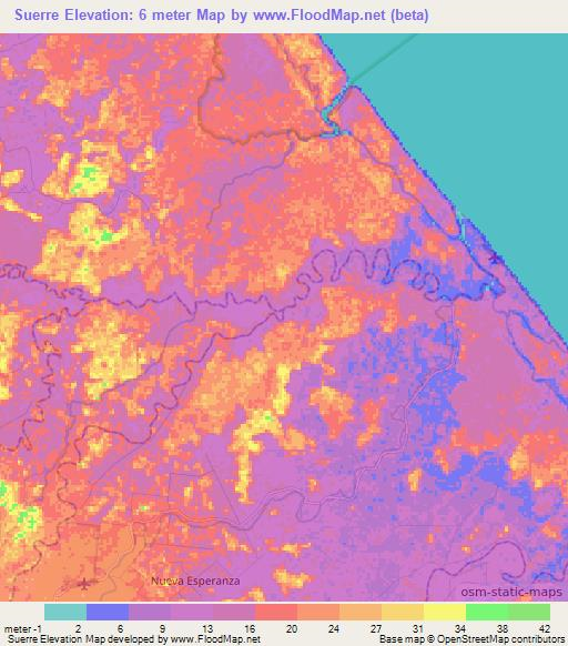 Suerre,Costa Rica Elevation Map