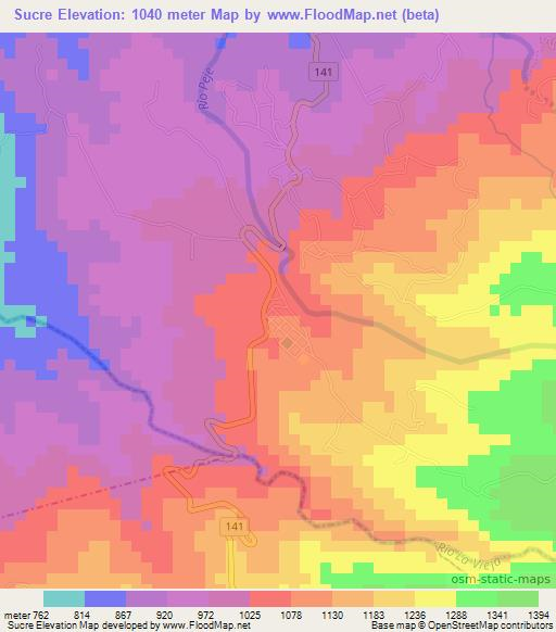 Sucre,Costa Rica Elevation Map